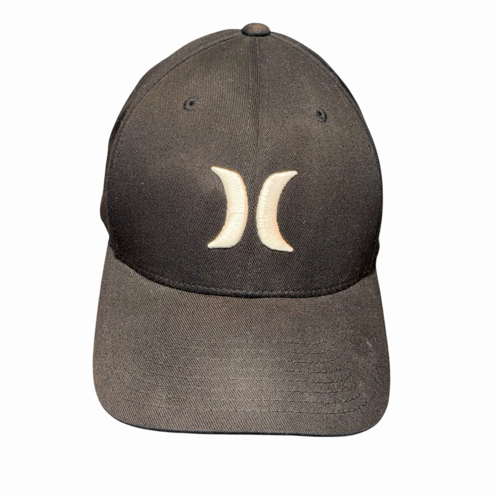 Hurley One And Only Men’s Flex Fit Hat Cap Black White Logo Cap L/XL SnapBack